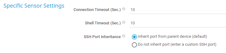 Specific Sensor Settings